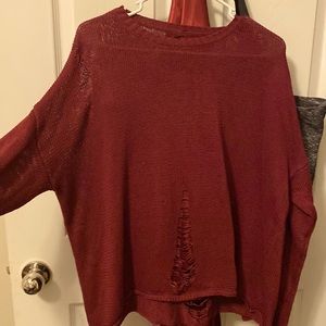 Cute, lightweight distress sweater. Burgundy and perfect for fall!